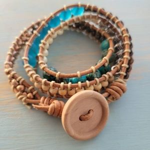 Boho Triple Wrap Beaded Bracelet NEW